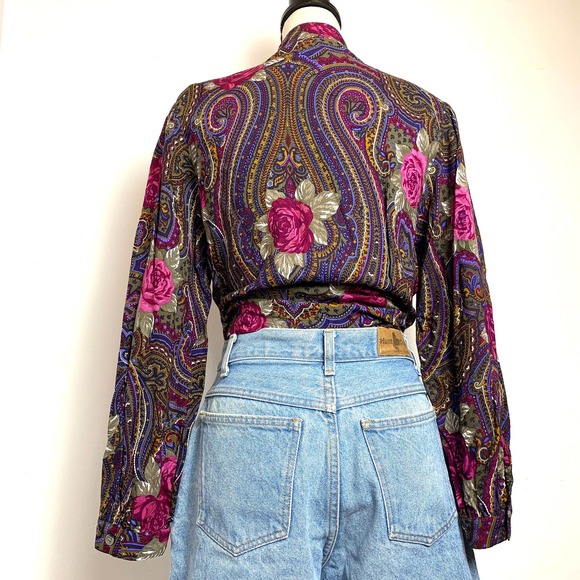 Vintage 80s Koret Turtleneck Button Down Blouse- 14 - Picture 2 of 11